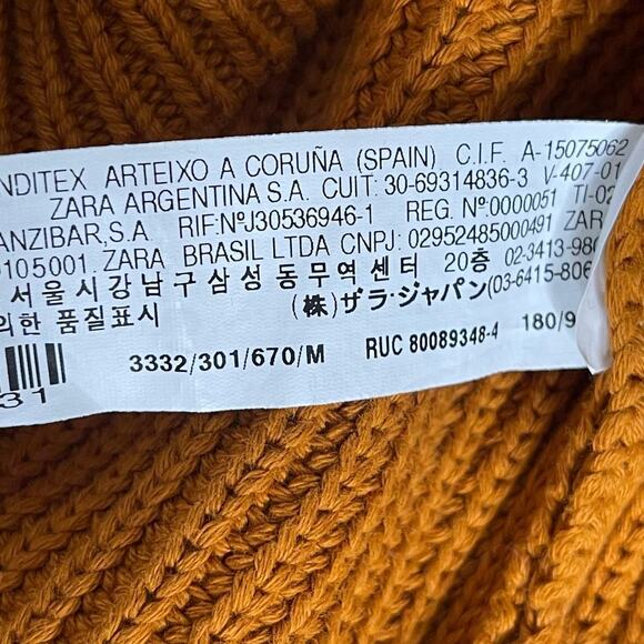 2/$30 ZARA Purl Knit Cotton Turtle Neck Sweater Medium Orange Long Sleeve #6174 - Picture 12 of 14